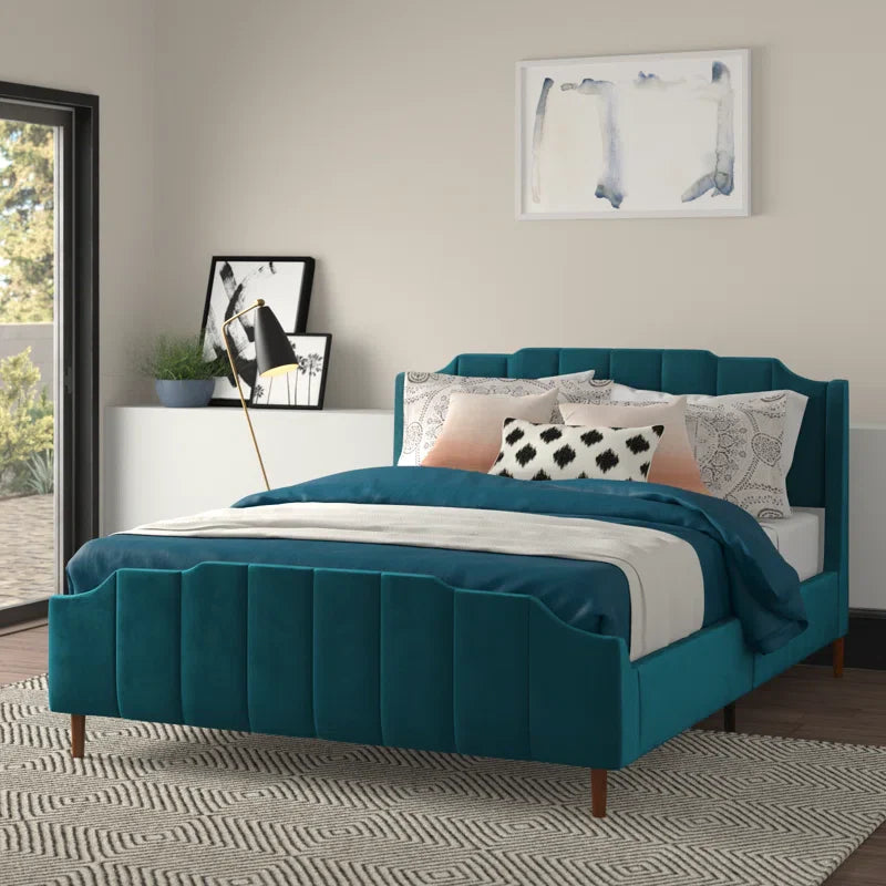Lasater Queen Size Modern Curved Upholstered Bed