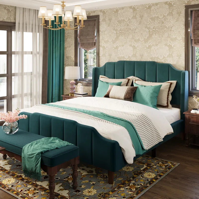 Lasater Queen Size Modern Curved Upholstered Bed