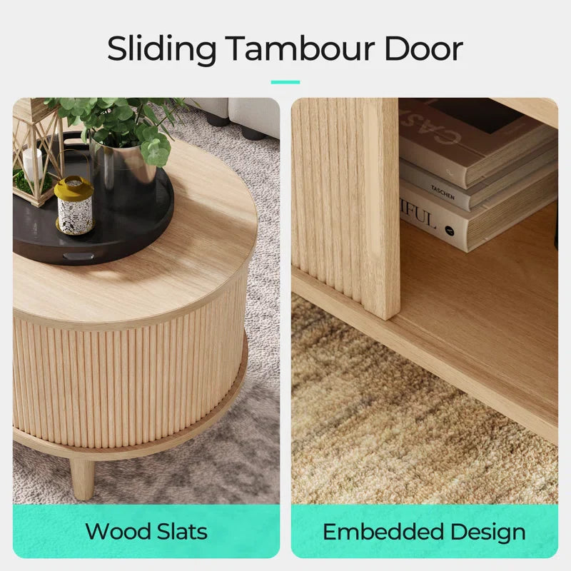 Leathia Fluted Coffee Table With Storage