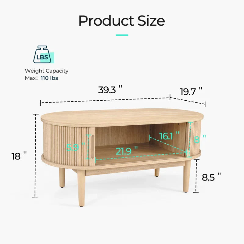 Leathia Fluted Coffee Table With Storage
