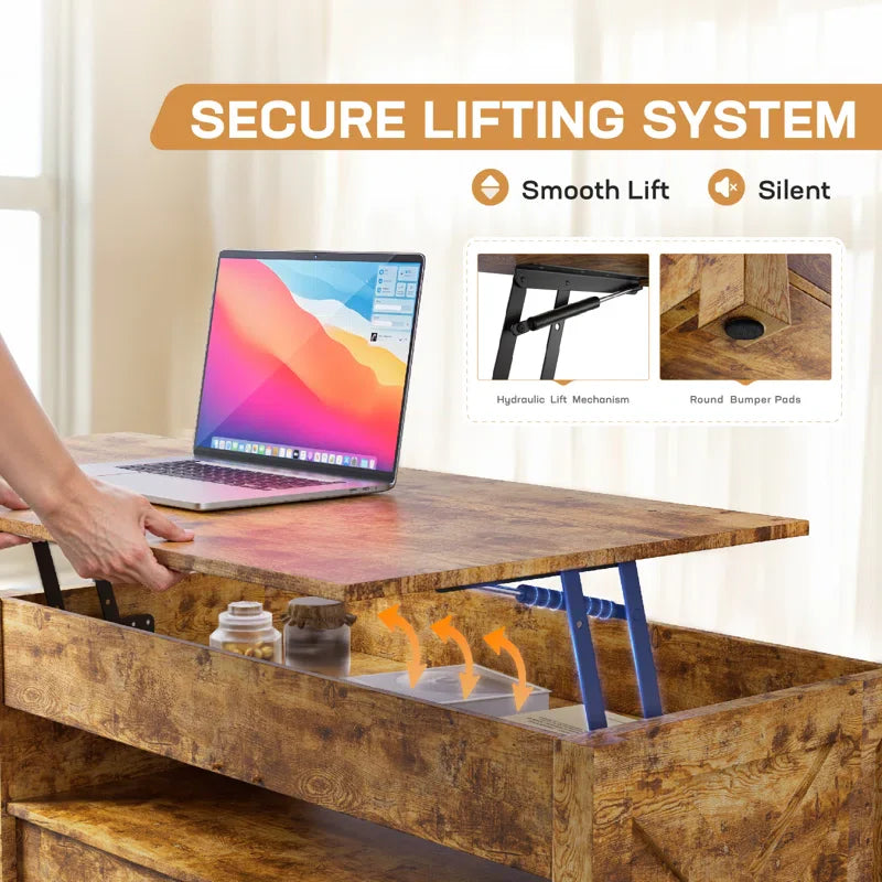 Lift Top Coffee Table With 2 Storage Drawers Cocktail Table
