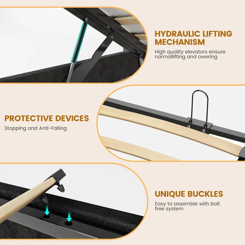 Classic Comfort Lift-Up Storage Bed Frame with 51