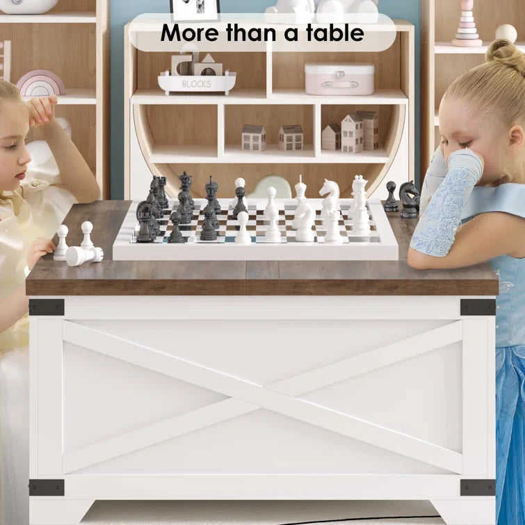 Farmhouse Square Storage Coffee Table with Hinged Lift Top