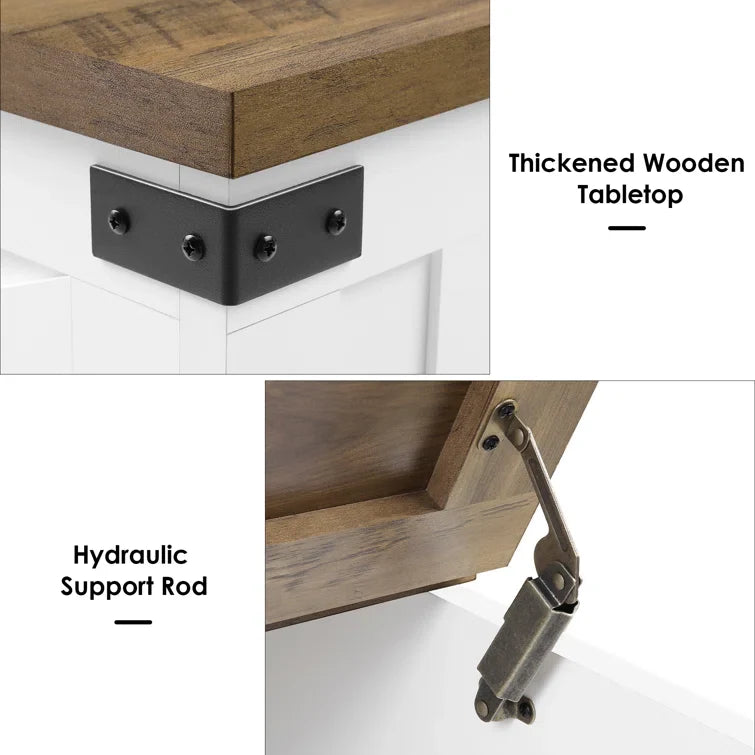 Farmhouse Square Storage Coffee Table with Hinged Lift Top