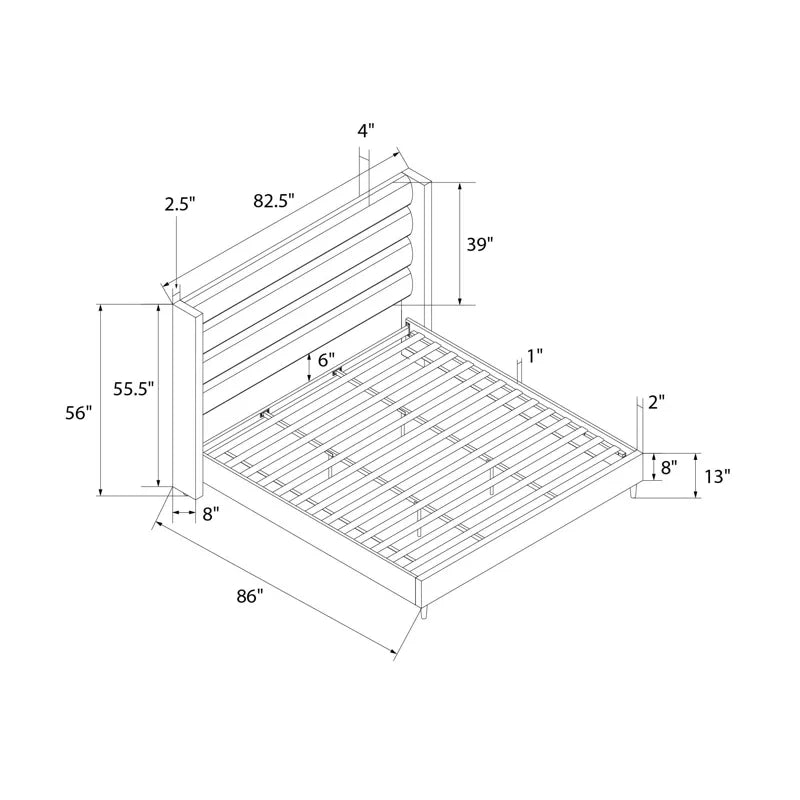Louis King Upholstered Wingback Bed