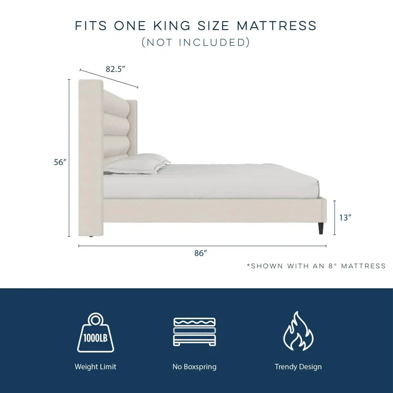 Louis King Upholstered Wingback Bed