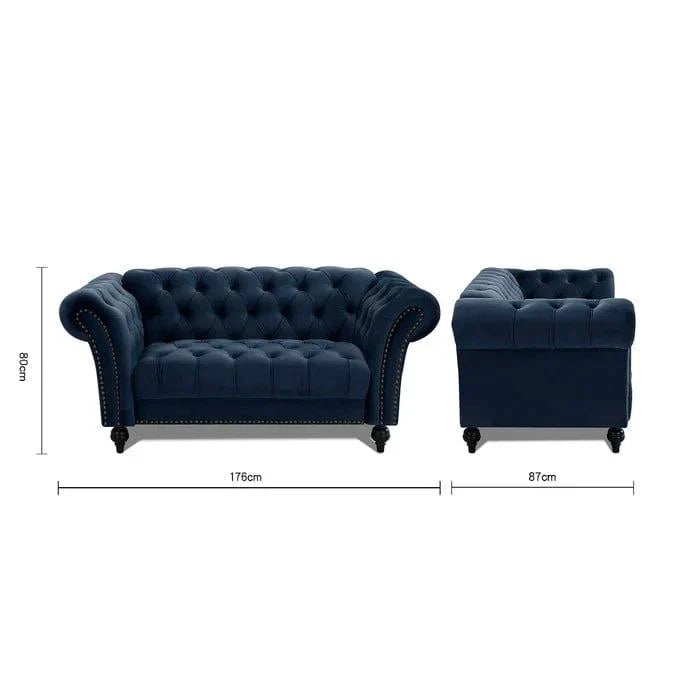 Mayfair Grey 2 Seater Chesterfield Sofa