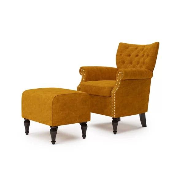 Micky Wide Tufted Armchair and Ottoman