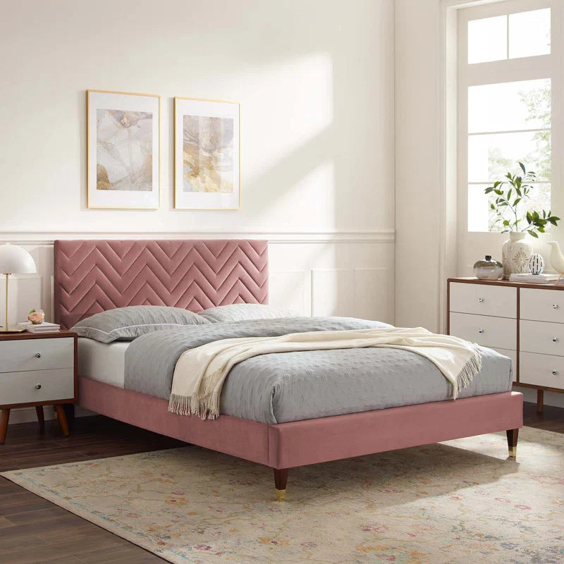 Modway Leah Chevron Tufted Performance Velvet Platform Bed