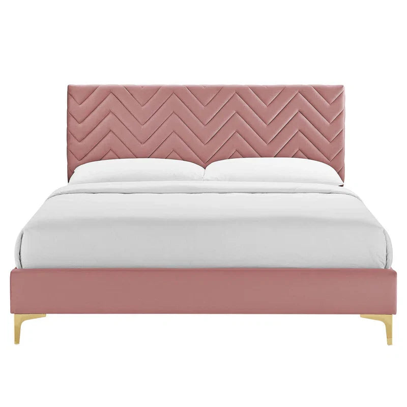 Modway Leah Chevron Tufted Performance Velvet Platform Bed