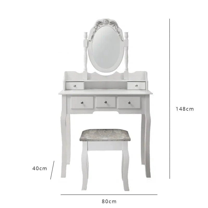 LUARANE Vanity Dressing Table Set with Mirror & Cushioned Stool – Elegant & Multifunctional