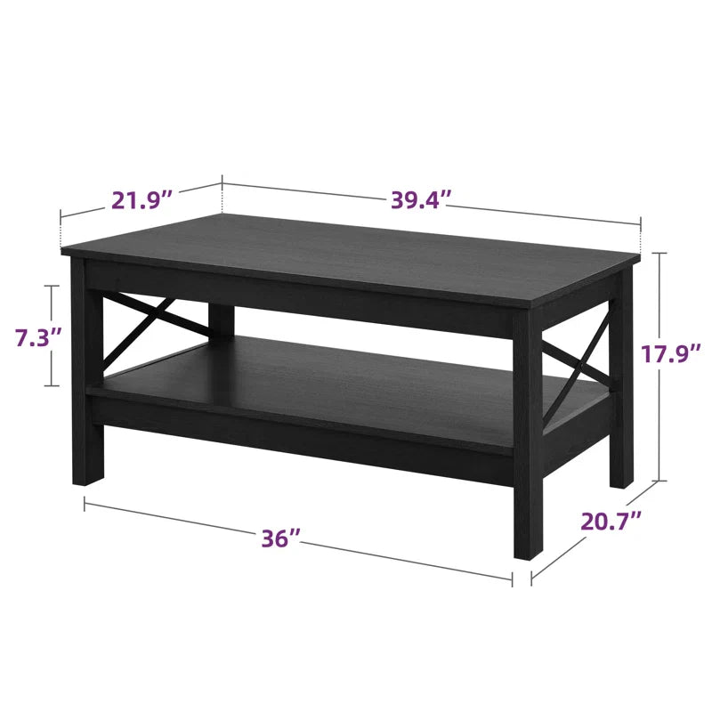Rectangular Coffee Table with Storage For Living Room