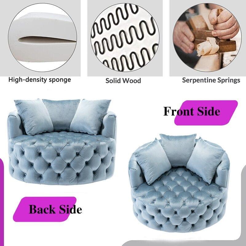 Wide Tufted Barrel chair Tufted Arm Chair