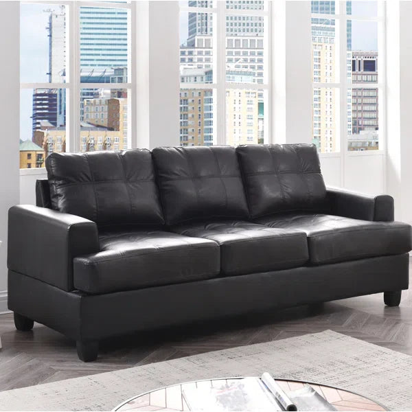 Contemporary Faux Leather Sofa – 3-Seater