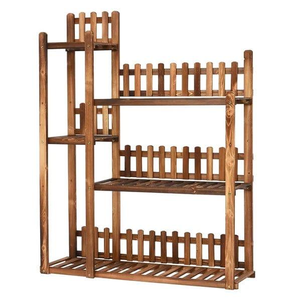 Plant Stand: Square Etagere Wood Plant Stand
