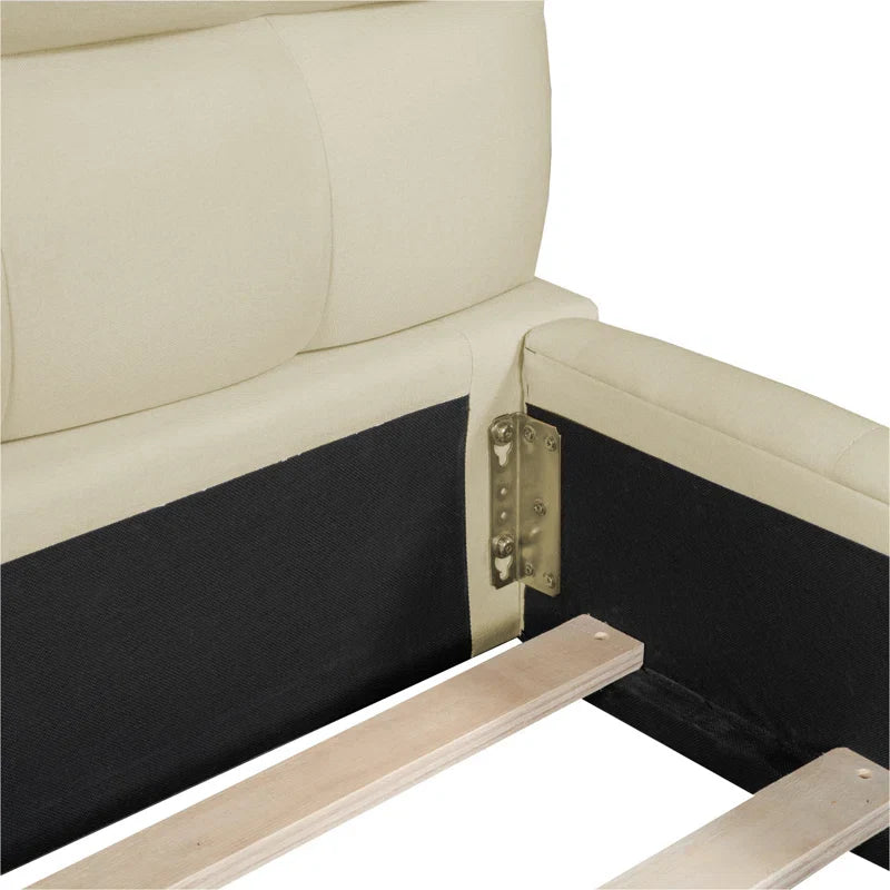 Queen Size Upholstered Platform Bed With Thick Fabric, Grounded Bed With Solid Frame