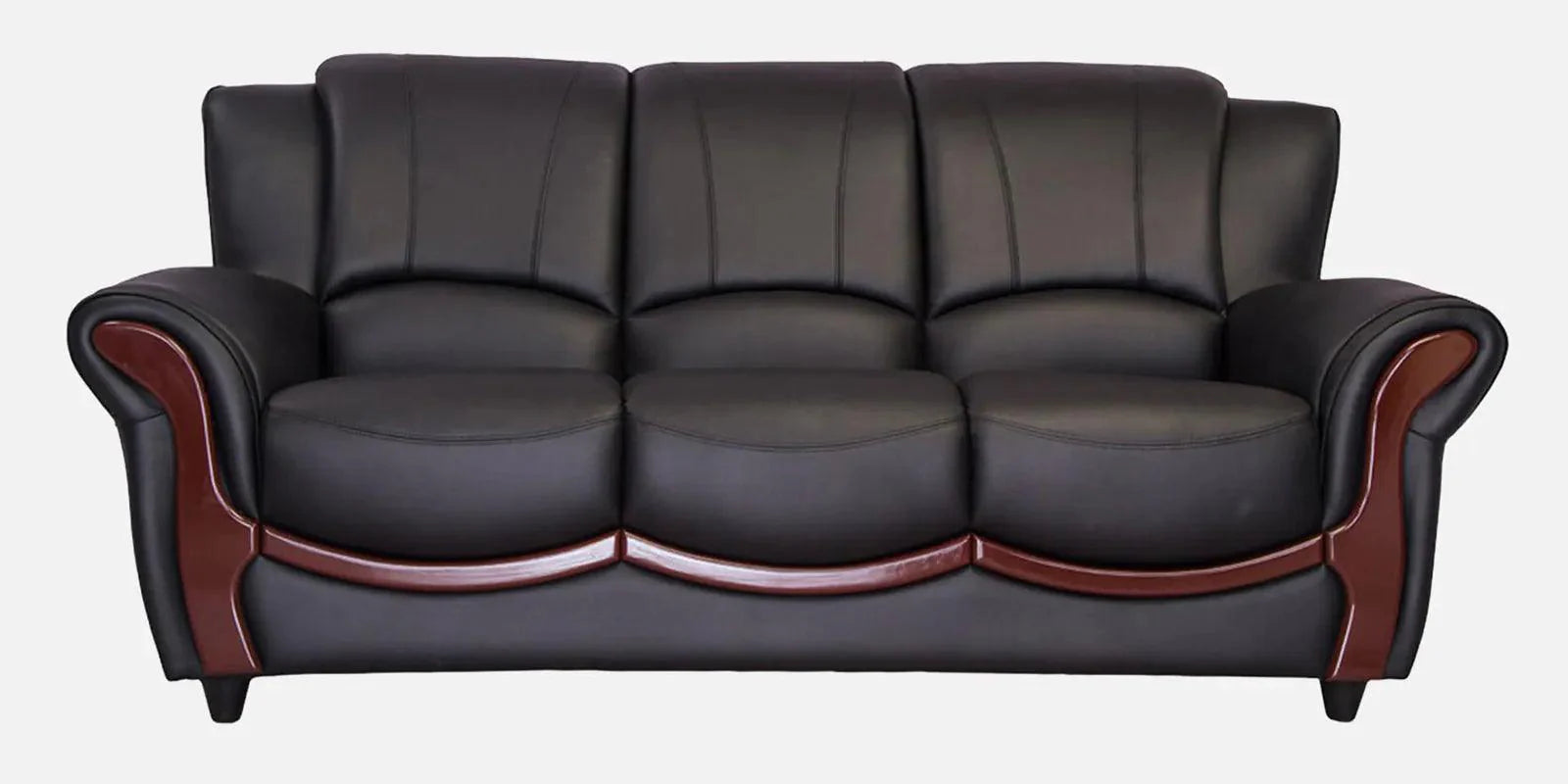 Leatherette 3 Seater Sofa in Eerie Black Colour
