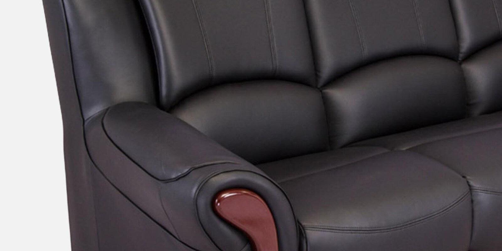 Leatherette 3 Seater Sofa in Eerie Black Colour