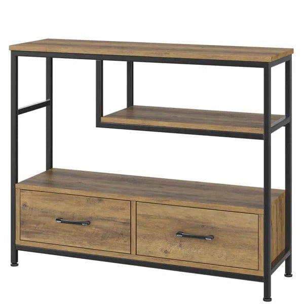 Industrial Console Table with Drawers & Shelves