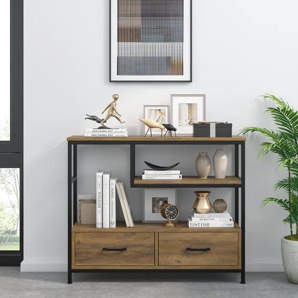Industrial Console Table with Drawers & Shelves