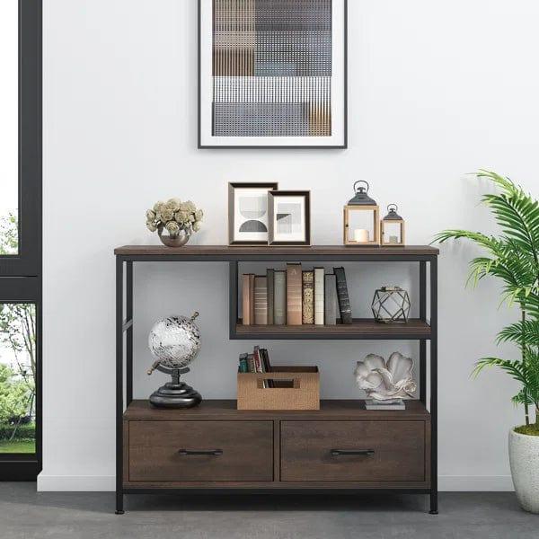 Industrial Console Table with Drawers & Shelves