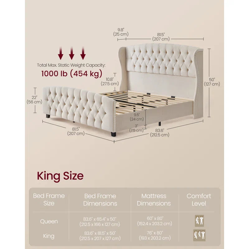 Rittman Upholstered Platform Bed Frame Size