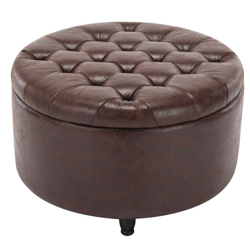 Wide Round Storage Ottoman with Storage Big Stool