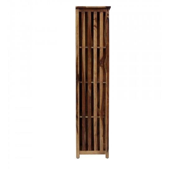 Solid Sheesham Wood Large Vertical Bookshelf Strip Design (Standard, Honey Finish)