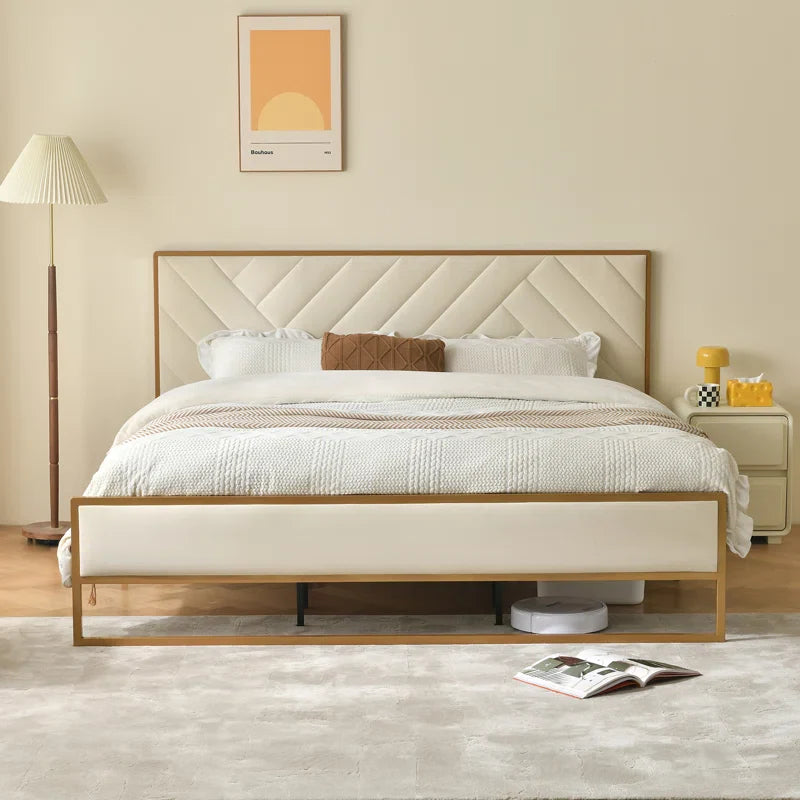Sheila Upholstered Platform Bed with Velvet Tufted Headboard