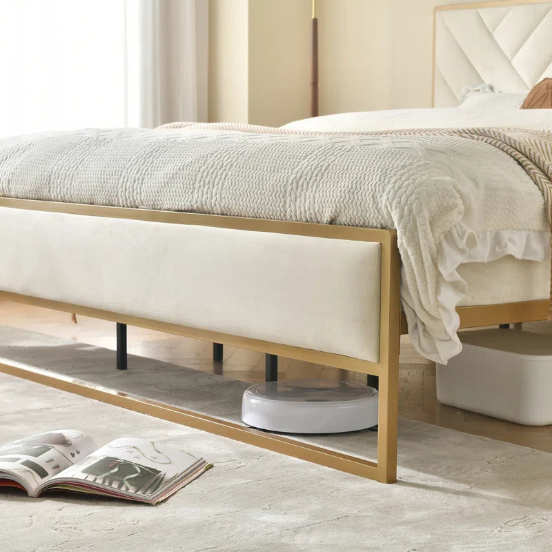 Sheila Upholstered Platform Bed with Velvet Tufted Headboard