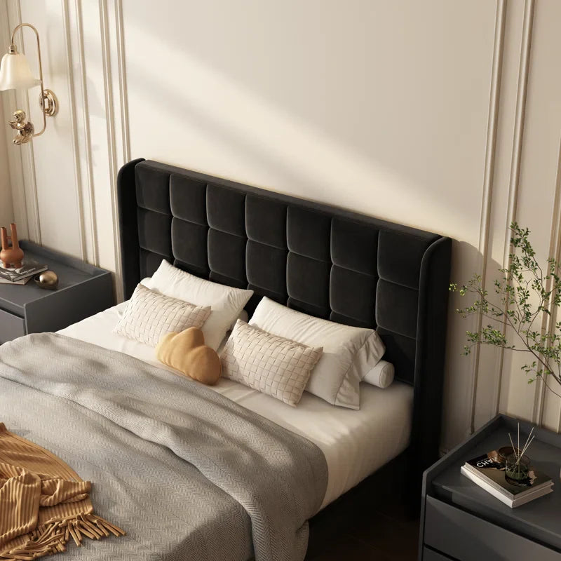 Soley Upholstered Wingback Bed