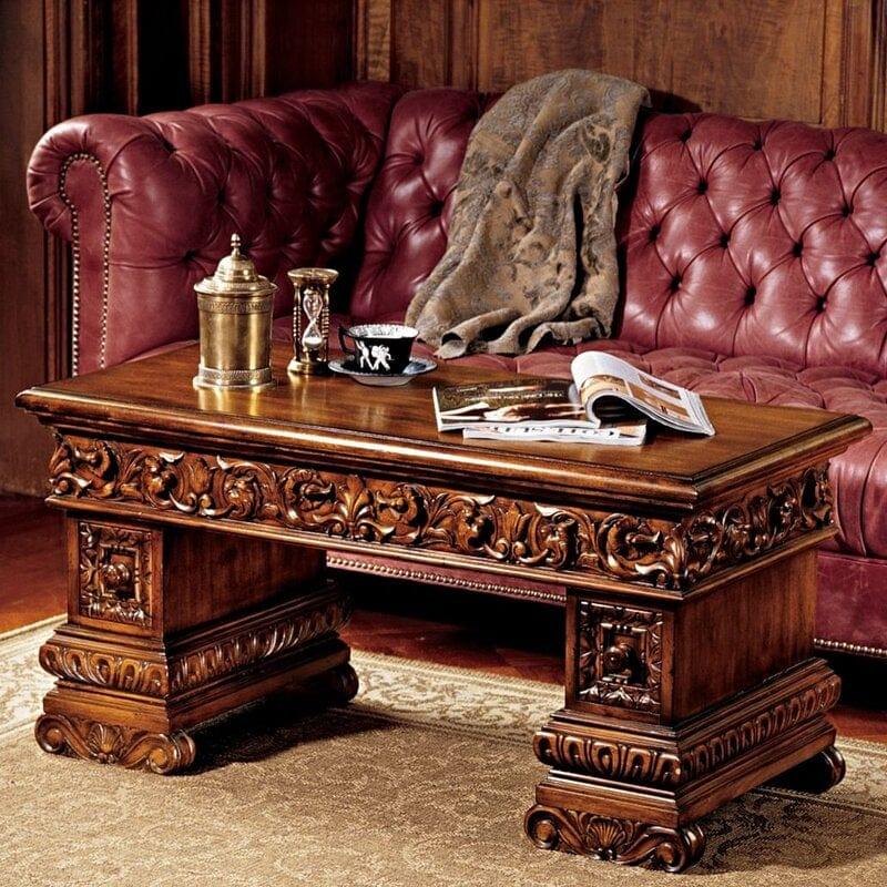 Teak Wood Trestle Coffee Table