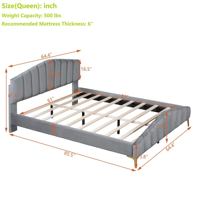 Classic Comfort Tasheema Queen Upholstered Low Profile Platform Bed