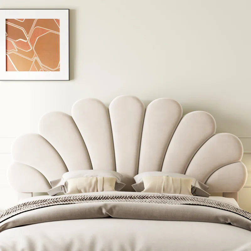 Tayveion Upholstered Platform Bed with Floral Velvet Headboard