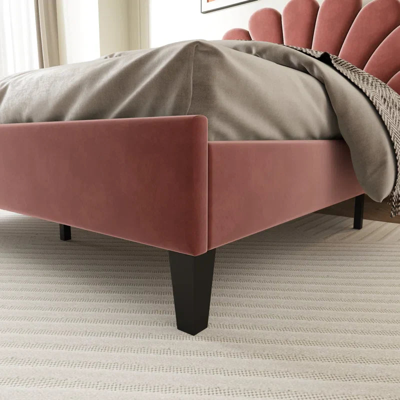 Tayveion Upholstered Platform Bed with Floral Velvet Headboard