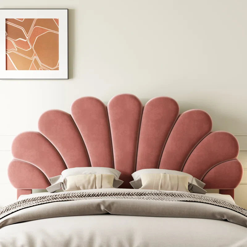 Tayveion Upholstered Platform Bed with Floral Velvet Headboard