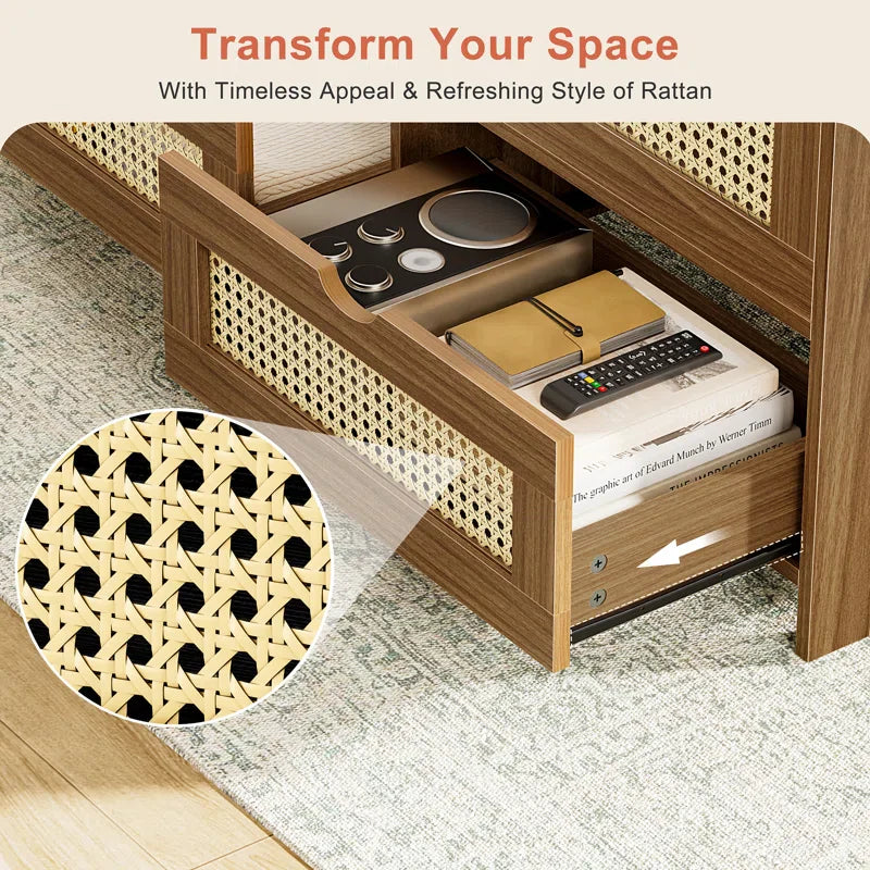 Wood Lift Top Coffee Table with 2 Drawers for living room