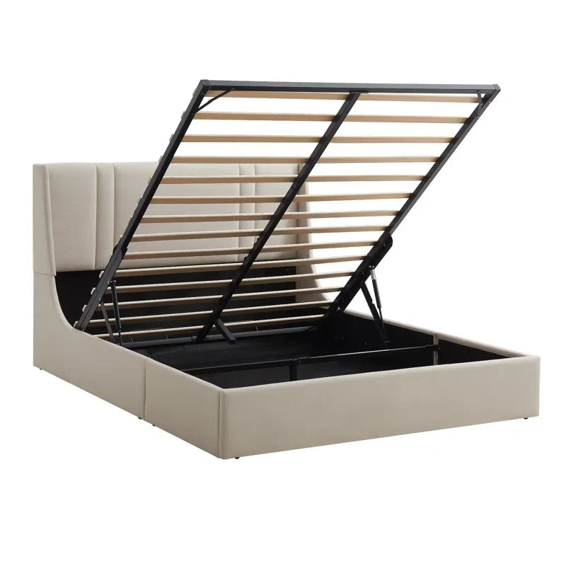 Upholstered Gas Lift Storage Bed Frame, Wingback Design, Spacious Under-Bed Storage, Sturdy Metal Frame, Easy Assembly, Ideal for Modern Bedrooms
