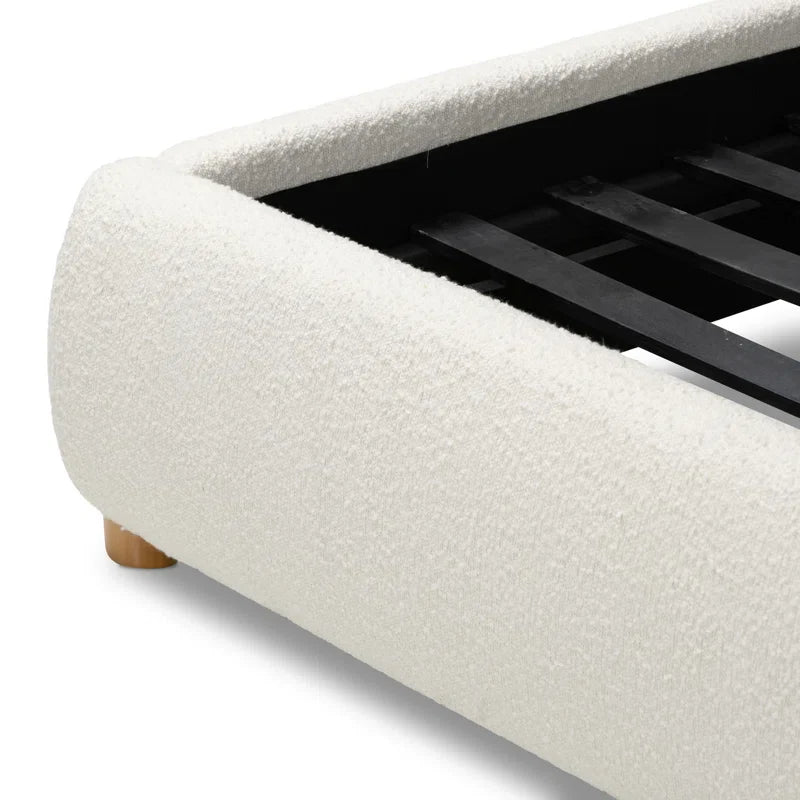 Upholstered Oliver Bed with Curved Headboard, Performance fabric, Heshimu