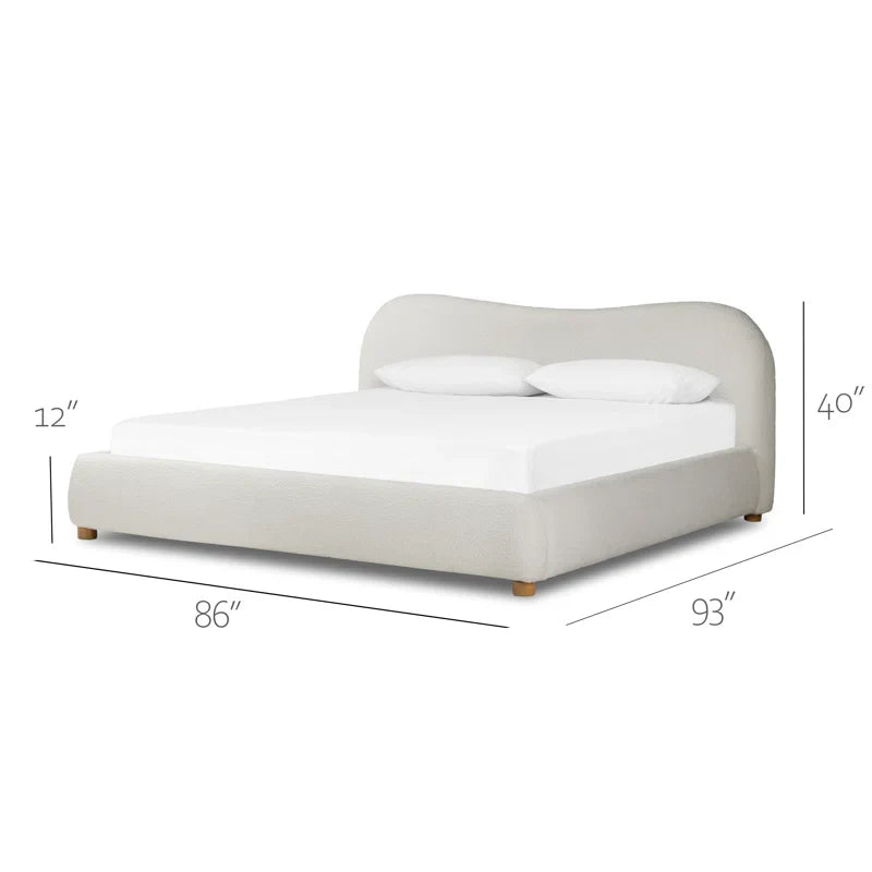 Upholstered Oliver Bed with Curved Headboard, Performance fabric, Heshimu