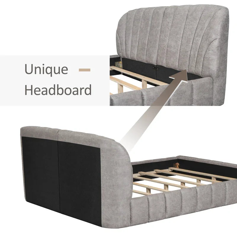 Upholstered Platform Bed With Thick Fabric