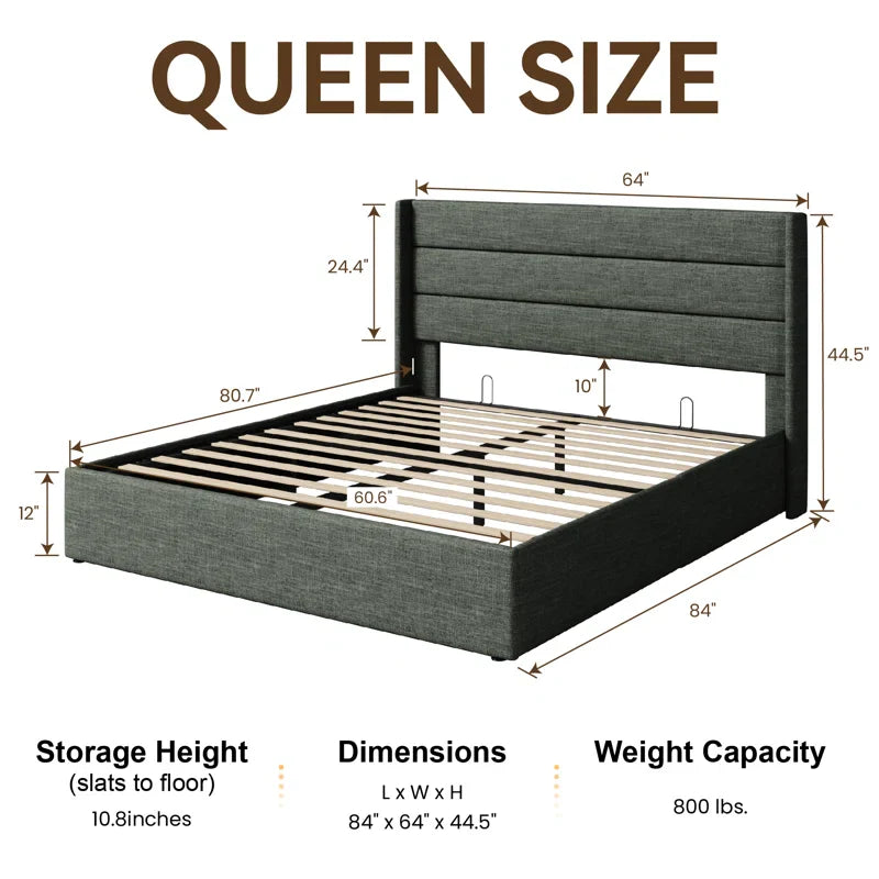 Valire Upholstered Wingback Storage Bed