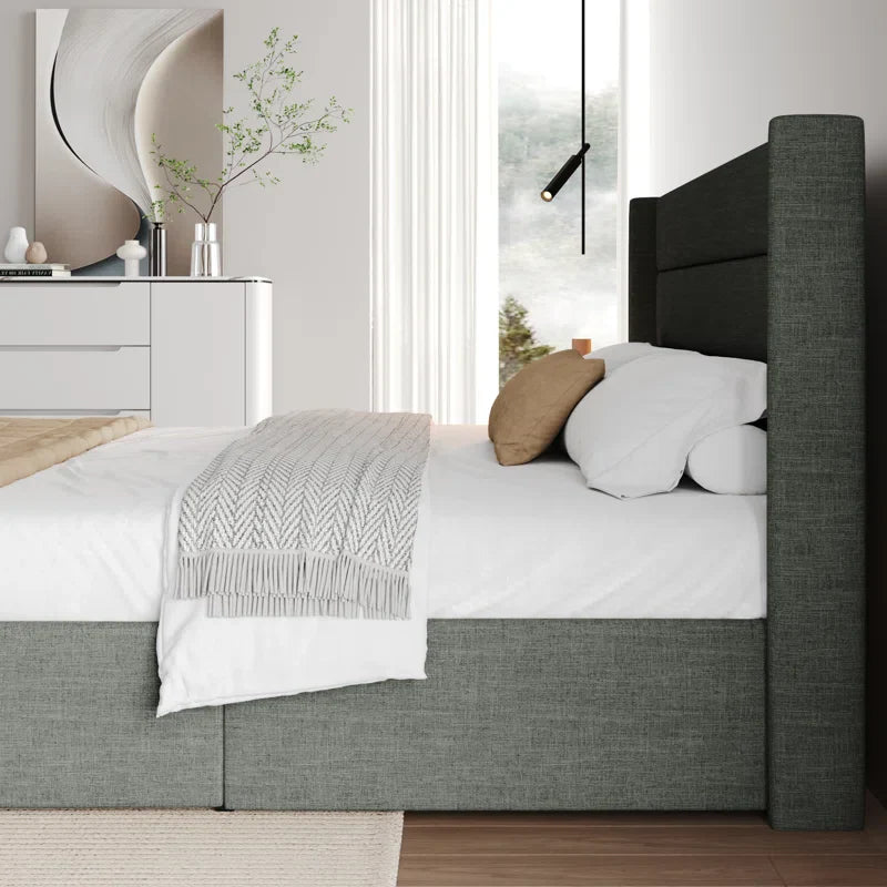 Valire Upholstered Wingback Storage Bed