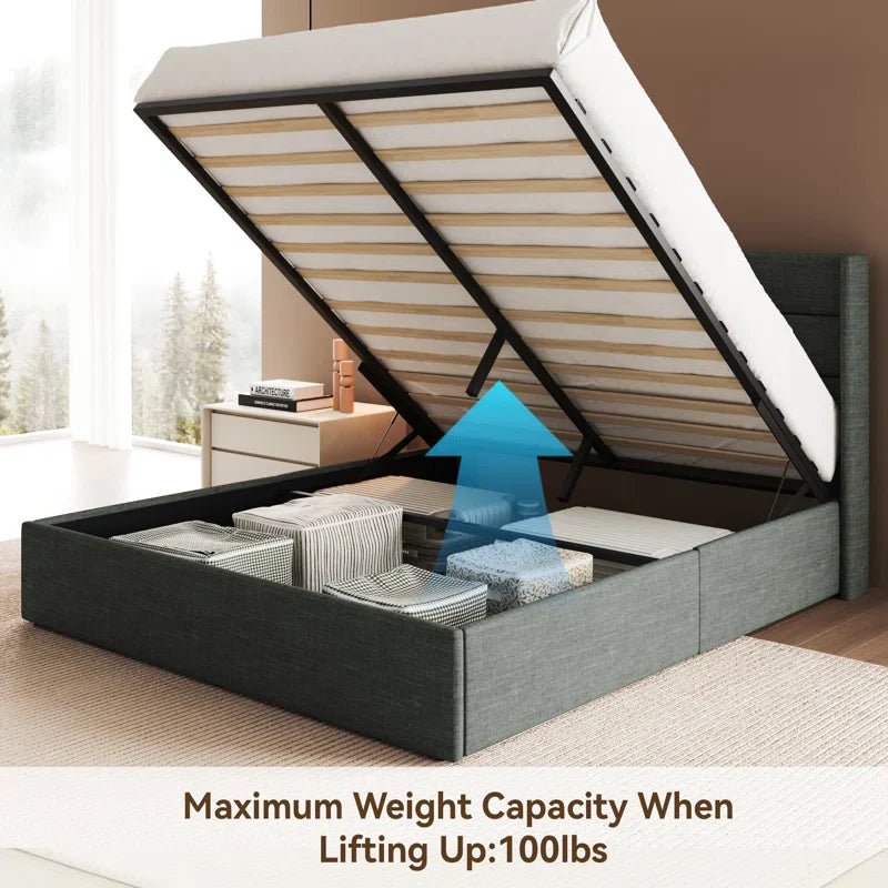 Valire Upholstered Wingback Storage Bed