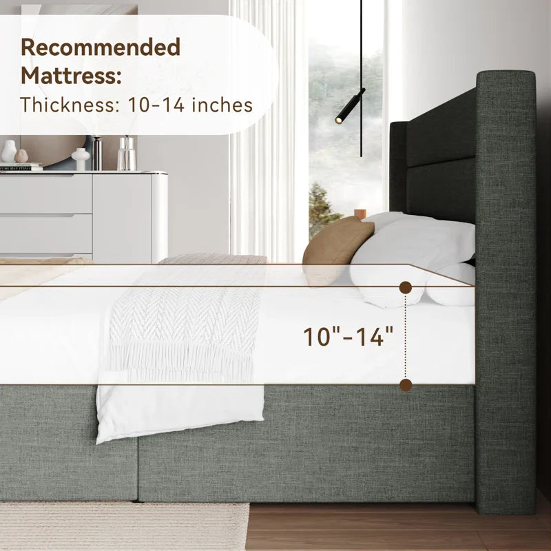 Valire Upholstered Wingback Storage Bed