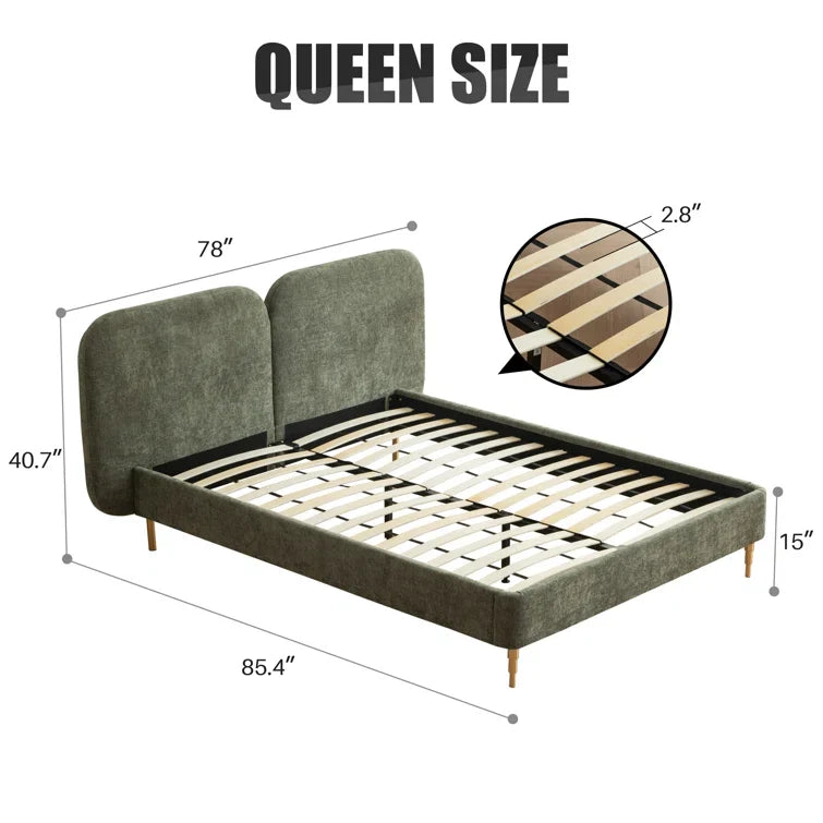 Willma Upholstered Platform Bed Frame and Headboard