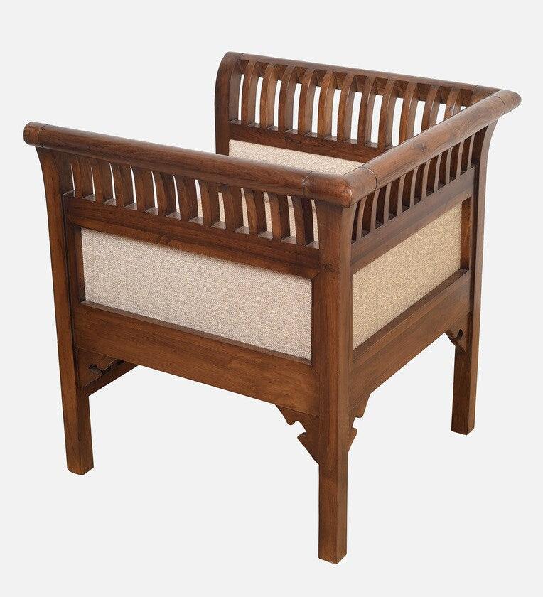 Solid Wood 1 Seater Sofa in Walnut Colour