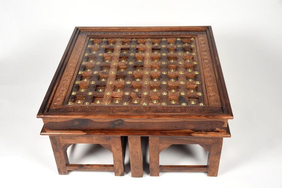 Sheesham Wood Bahirah Centre Table With 4 Stools