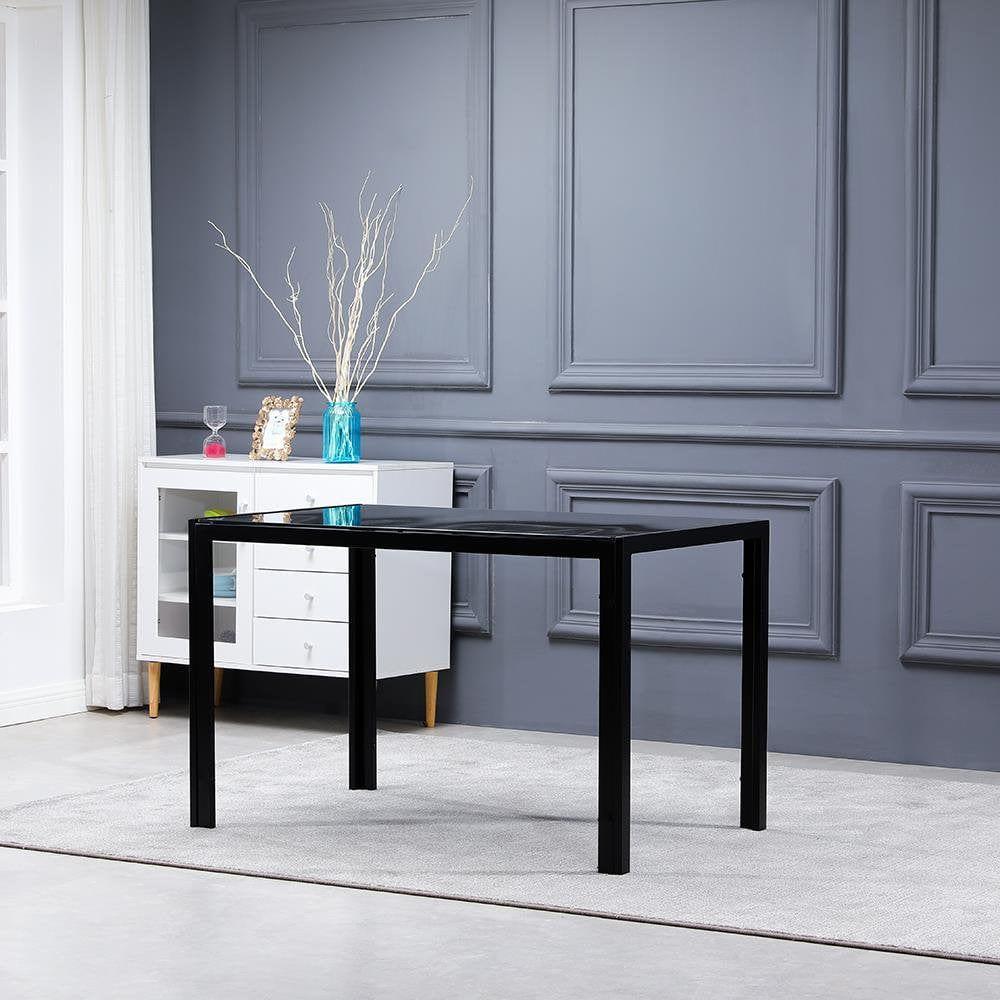 5 Piece Dining Room Table Set,4 Chairs,Glass Table Breakfast Furniture