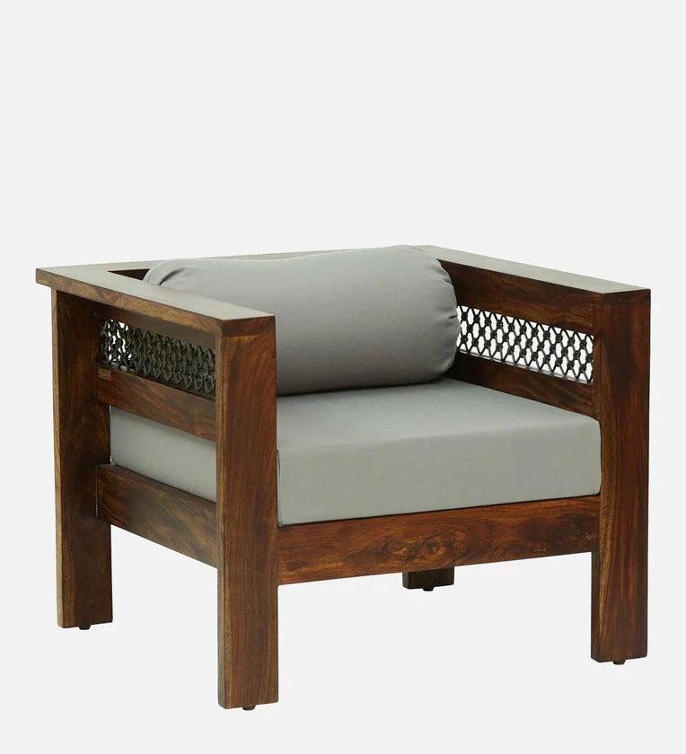 Sheesham Wood 1 Seater Sofa In Provincial Teak Finish